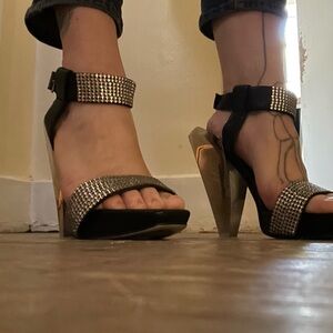 VERSACE Black and Silver Heels